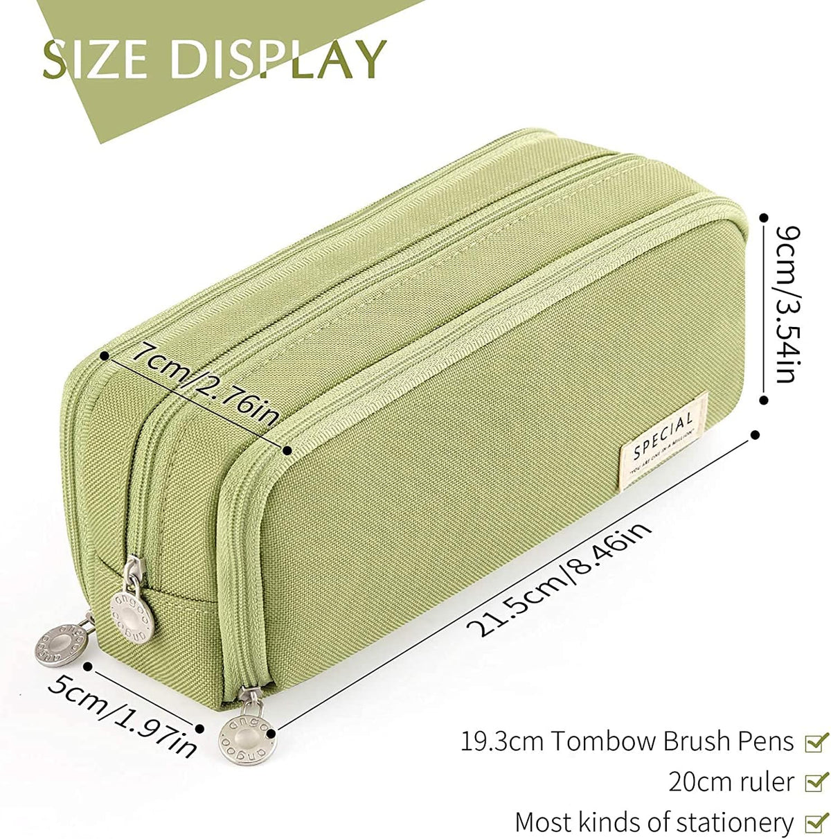 Big Capacity Pencil Case, OLIYuMi 3 Compartment Pencil Pouch Pencil Bag Storage Box Stationery Organizer Makeup Bag with Zipper Closure for Student Office College Boys and Girls (Pink) - PuriLite