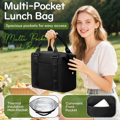 Lunch Bag Insulated Lunch Box Leakproof Lunch Tote Bags for Women Men,Portable Thermal Cooler Bag Lunch Containers with Shoulder Strap for Work, Family, Picnic, School, Outdoor,BBQ C2-Pinkpurple - PuriLite
