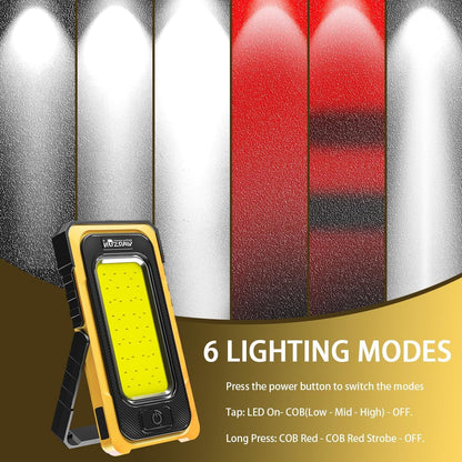 WARSUN Led Work Light Rechargeable, Portable Magnetic Work Light, LED Flood Light Waterproof for Outdoor Camping Hiking Emergency Car Repairing (USB + Solar Charging, Blue) - PuriLite