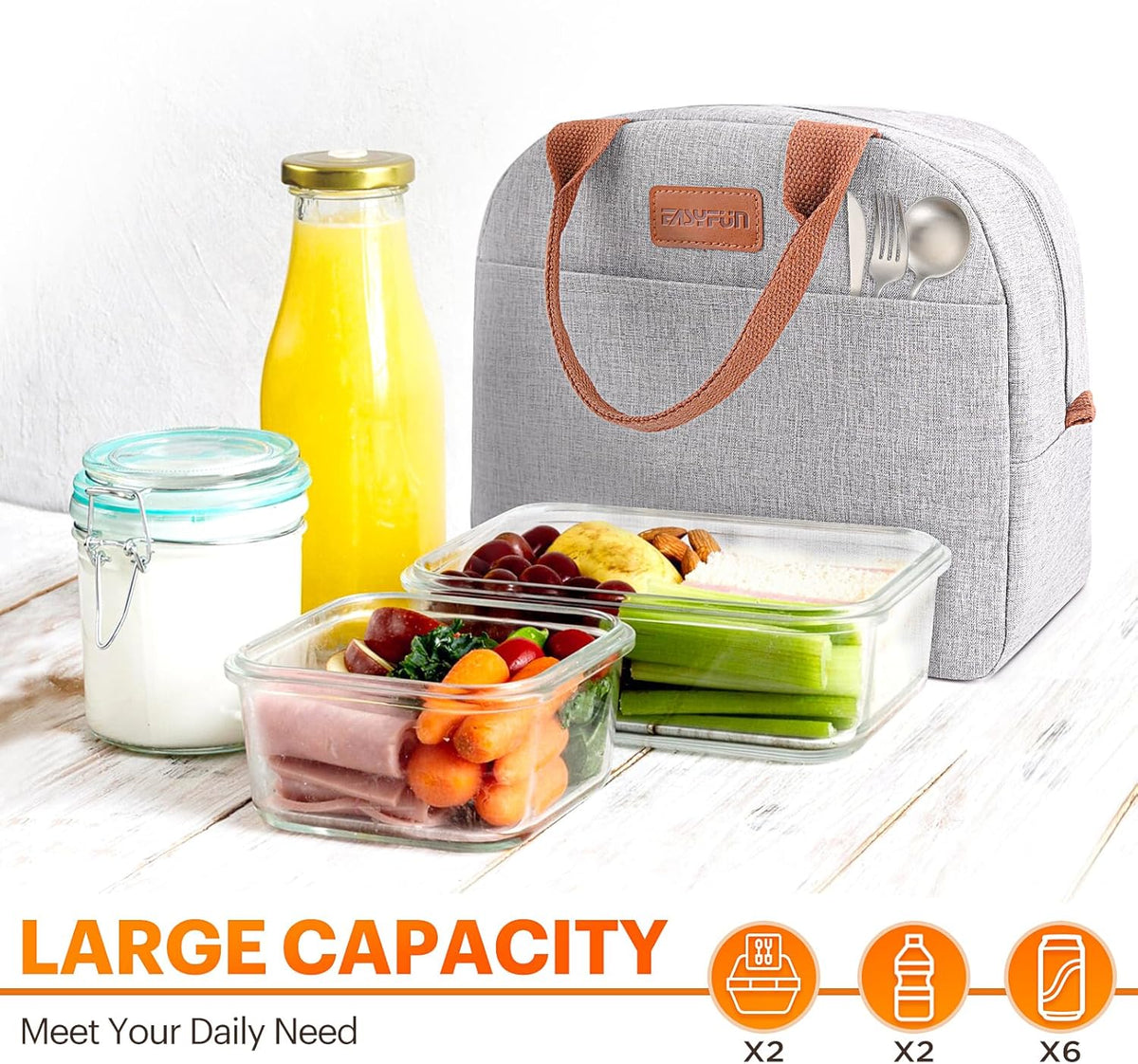 Lunch Bag for Women & Men Adult Insulated Lunch Box, Small Leakproof Cooler Food Lunch Containers Reusable High Capacity Lunch Tote Bags for Work, Travel, Outdoor - PuriLite
