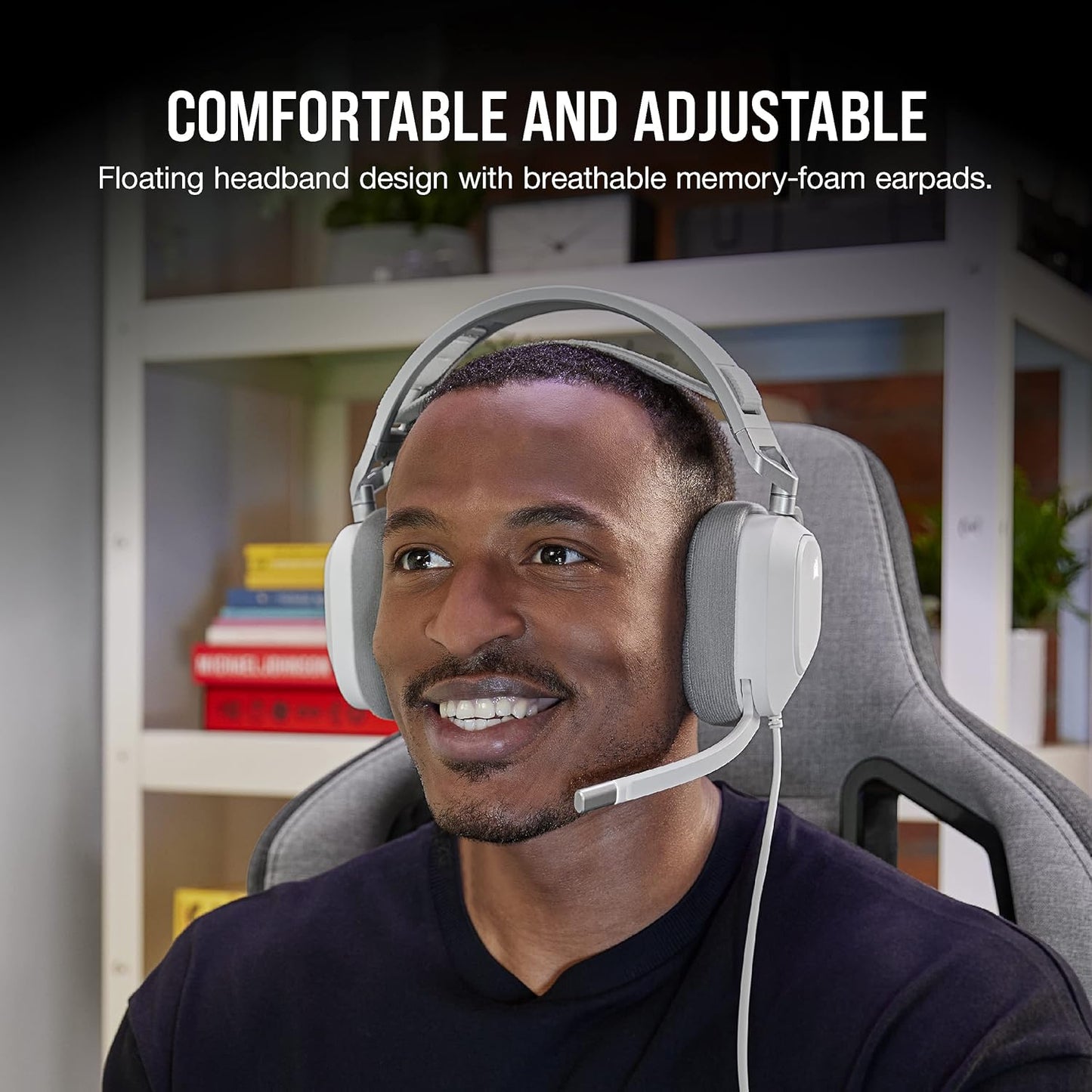 Corsair HS80 RGB USB Premium Gaming Headset with Dolby Audio 7.1 Surround Sound (Broadcast-Grade Omni-Directional Microphone, Memory Foam Earpads, High-Fidelity Sound, Durable Construction) Carbon - PuriLite