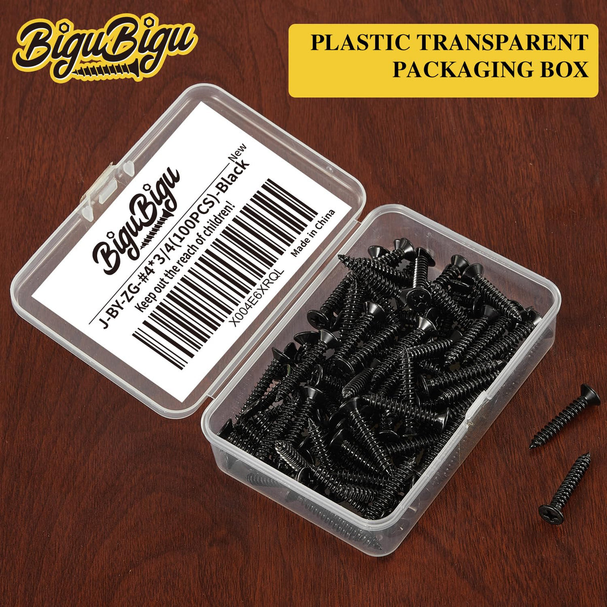 #4 * 2" Wood Screws, Flat Head Phillips Black Stainless Steel, 100Pcs Corrosion Resistant for Wood, Drywall Applications, and Outdoor Use - PuriLite