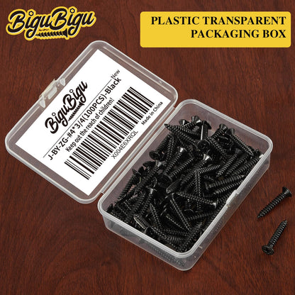 #4 * 2" Wood Screws, Flat Head Phillips Black Stainless Steel, 100Pcs Corrosion Resistant for Wood, Drywall Applications, and Outdoor Use - PuriLite