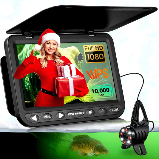 [FishPRO® 2026 Upgrade] NO.1 HD 1080P Underwater Fishing Camera 7''IPS - w/10,000mAh (Easy To Use) Ice Fishing Camera Underwater, Fish Finder Camera for Ice Lake Boat Fishing w/USB-C, LED+IR, 25m/82ft - PuriLite