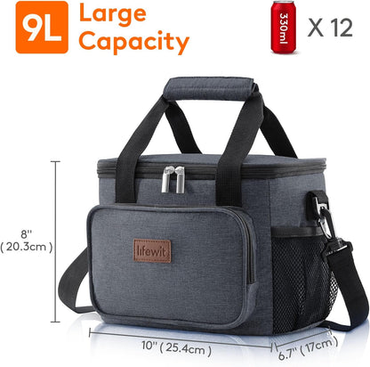 Lifewit Large Lunch Bag for Adults, 24-Can 15L Insulated Lunch Box Leakproof Soft Cooler Cooling Tote for Men Women, Waterproof Reusable Cooler Bags for Work Office Outdoor Picnic Camping, Black - PuriLite