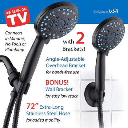 Purilite Select 8-Setting Handheld Shower Head – High Pressure, Self-Cleaning, Total Shower Hygiene System - PuriLite