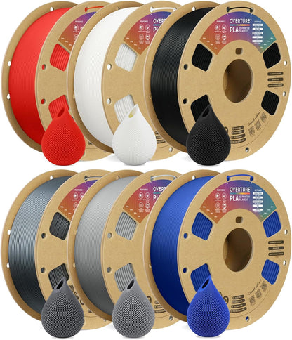 OVERTURE PLA Filament 1.75mm PLA 3D Printer Filament, 1kg Cardboard Spool (2.2lbs), Dimensional Accuracy +/- 0.02mm, Fit Most FDM Printer (Black 1-Pack) - PuriLite