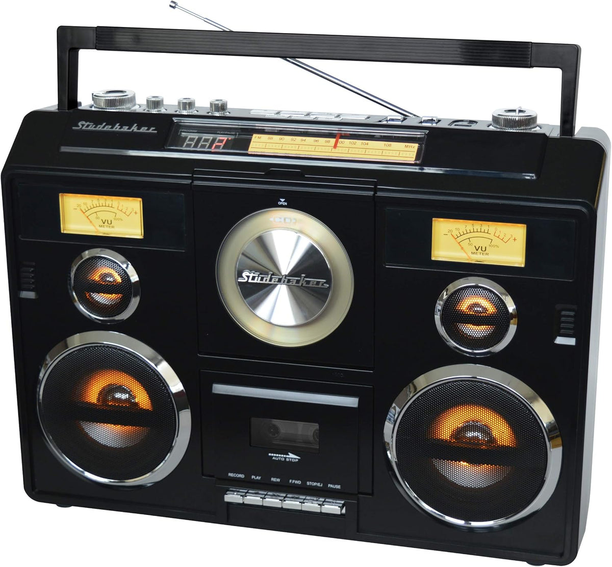 Sound Station Portable Stereo with Bluetooth/CD/AM-FM Radio/Cassette Recorder (Silver) - PuriLite