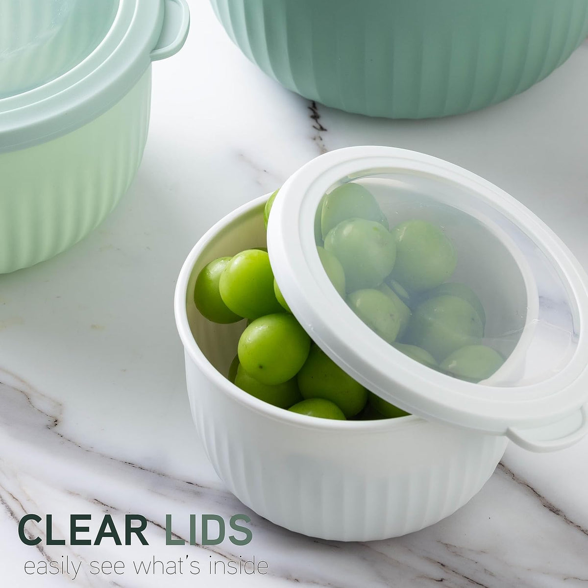 COOK WITH COLOR Prep Bowls with Lids- 8 Piece Nesting Plastic Small Mixing Bowl Set with Lids (Teal Ombre) - PuriLite