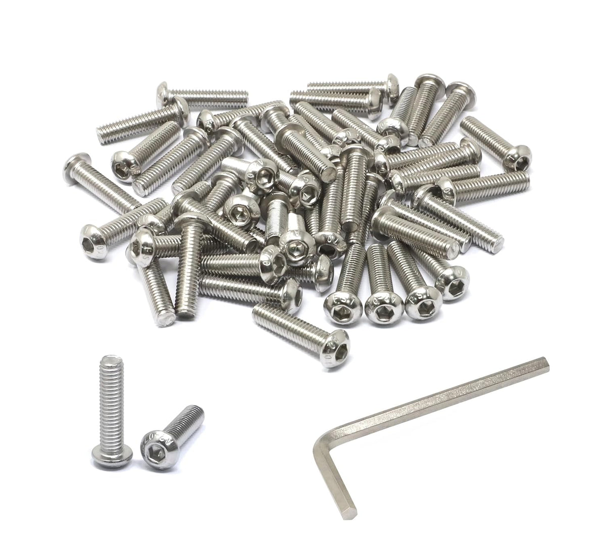 iexcell 50 Pcs M6 x 20mm Thread Pitch 1 mm Stainless Steel 304 Hex Socket Button Head Cap Screws Bolts Kit - PuriLite