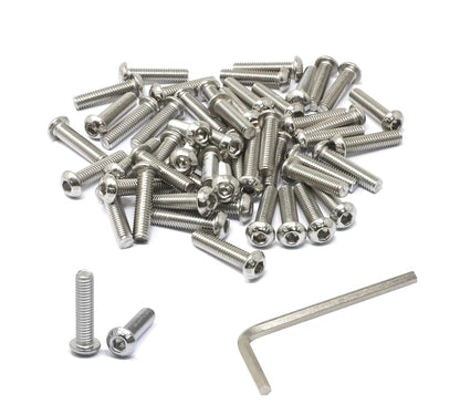 iexcell 50 Pcs M6 x 20mm Thread Pitch 1 mm Stainless Steel 304 Hex Socket Button Head Cap Screws Bolts Kit - PuriLite