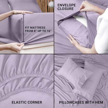 Utopia Bedding Queen Bed Sheet Set - 4 Piece Bedding - Soft Brushed Microfiber Fabric - Shrinkage & Fade Resistant - Easy Care (White) - PuriLite