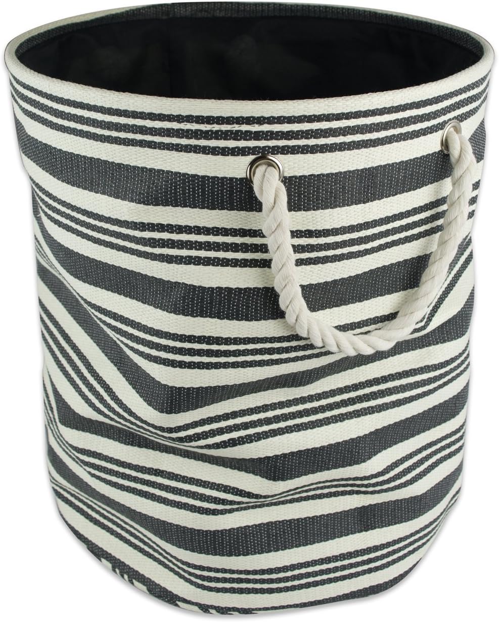 DII Storage Basket or Bin, Collapsible & Convenient Storage Solution for Office, Bedroom, Closet, Toys, Laundry (Large) - Pink Rugby Stripe - PuriLite