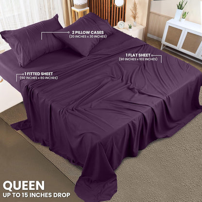 Utopia Bedding Queen Bed Sheet Set - 4 Piece Bedding - Soft Brushed Microfiber Fabric - Shrinkage & Fade Resistant - Easy Care (White) - PuriLite