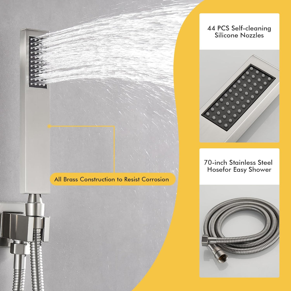 Fransiton Shower System Rain Shower System Set Ceiling Mounted, Rainfall Shower Head with Handheld, Bathroom Shower Kit (Valve Included) (8" - Wall Mount, Matte Black) - PuriLite
