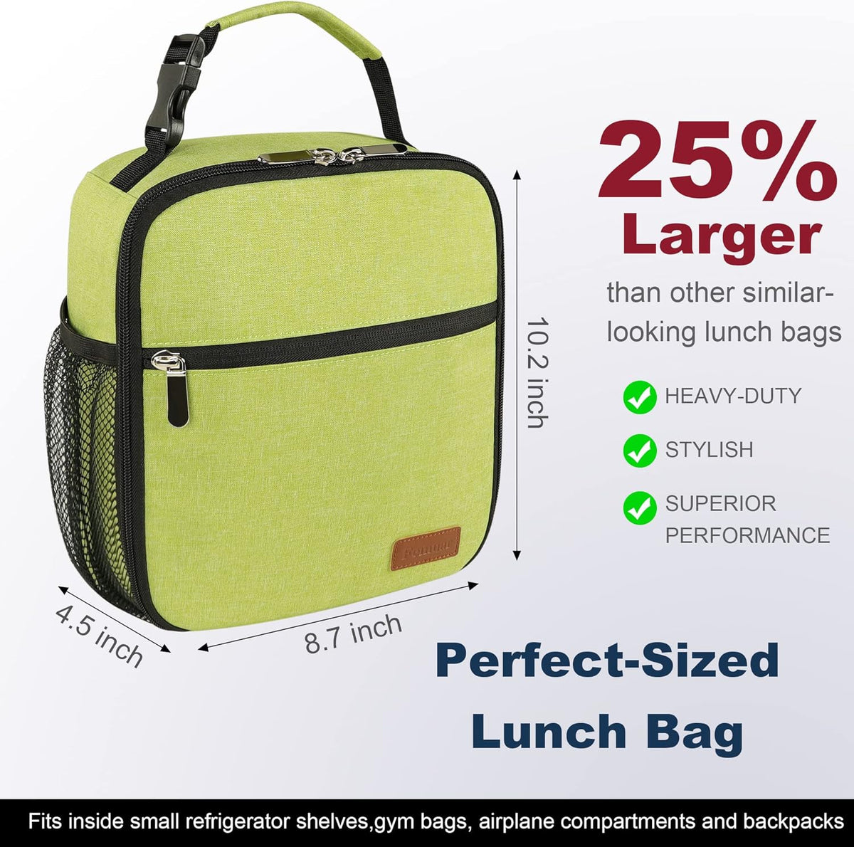 Lunch Box for Men Women Adults Small Lunch Bag for Office Work Picnic - Reusable Portable Lunchbox, Black - PuriLite