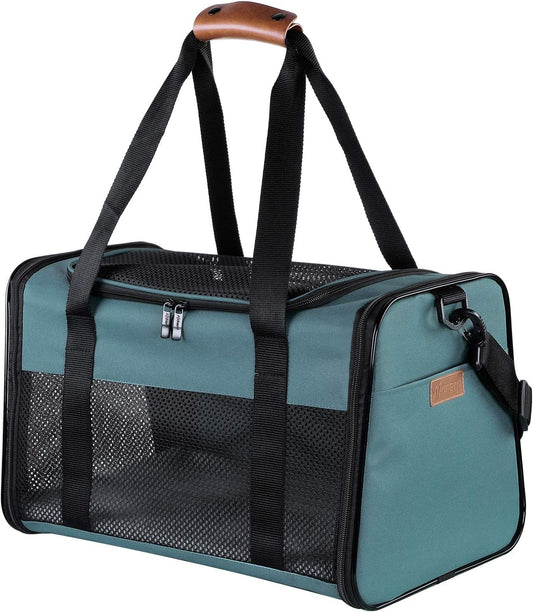 Akinerri Airline Approved Pet Carriers,Soft Sided Collapsible Pet Travel Carrier for Medium Puppy and Cats (Medium, Blue) - PuriLite