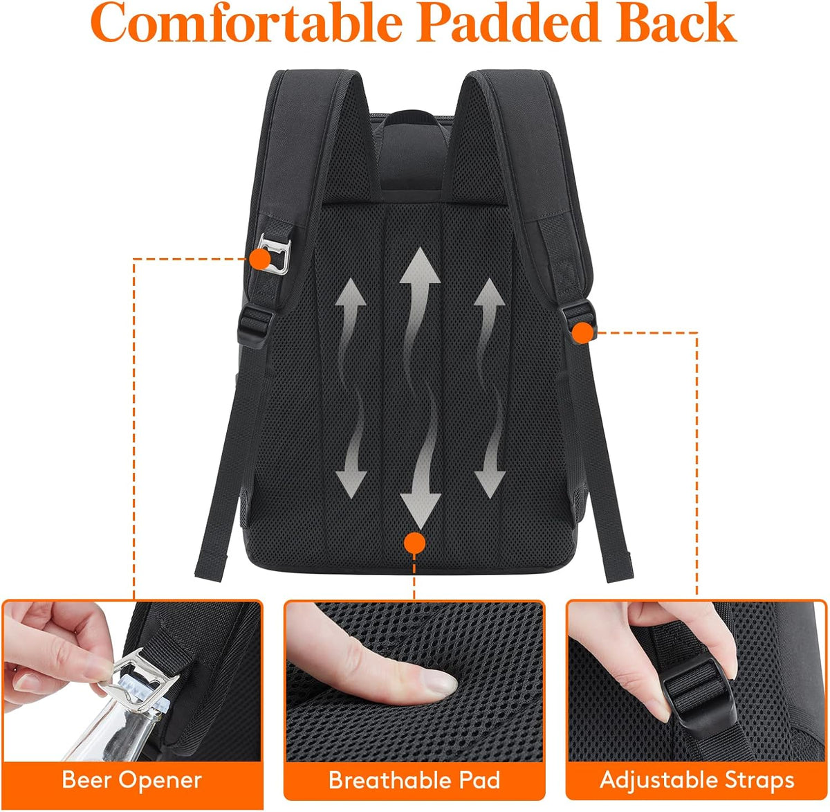 Lifewit 26L 34-Can Insulated Cooler Backpack Cool Bag, Large Picnic Bag Leakproof Portable Fridge Soft Food Cooler Box for Men Women for Outdoor/Picnic/Beach/BBQ/Camping/Travel/Family - PuriLite