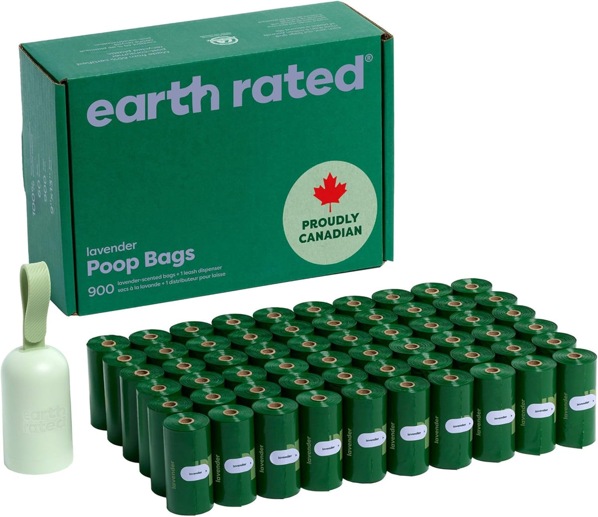 Earth Rated (A Canadian Company), Dog Poop Bag Holder with Dog Poop Bags, Durable and Guaranteed Leakproof, Unscented, 1 Dispenser and 15 Bags - PuriLite
