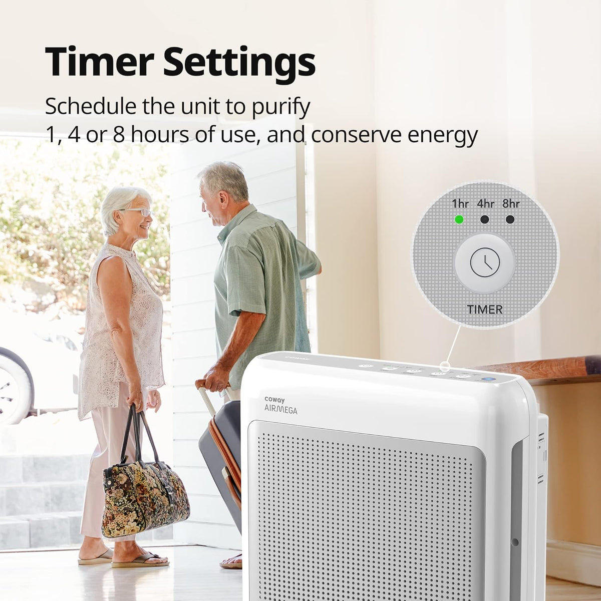 Coway Airmega AP-1512HHS App-Enabled Smart Technology, Compatible with Amazon Alexa True HEPA Air Purifier, Black/Bronze - PuriLite