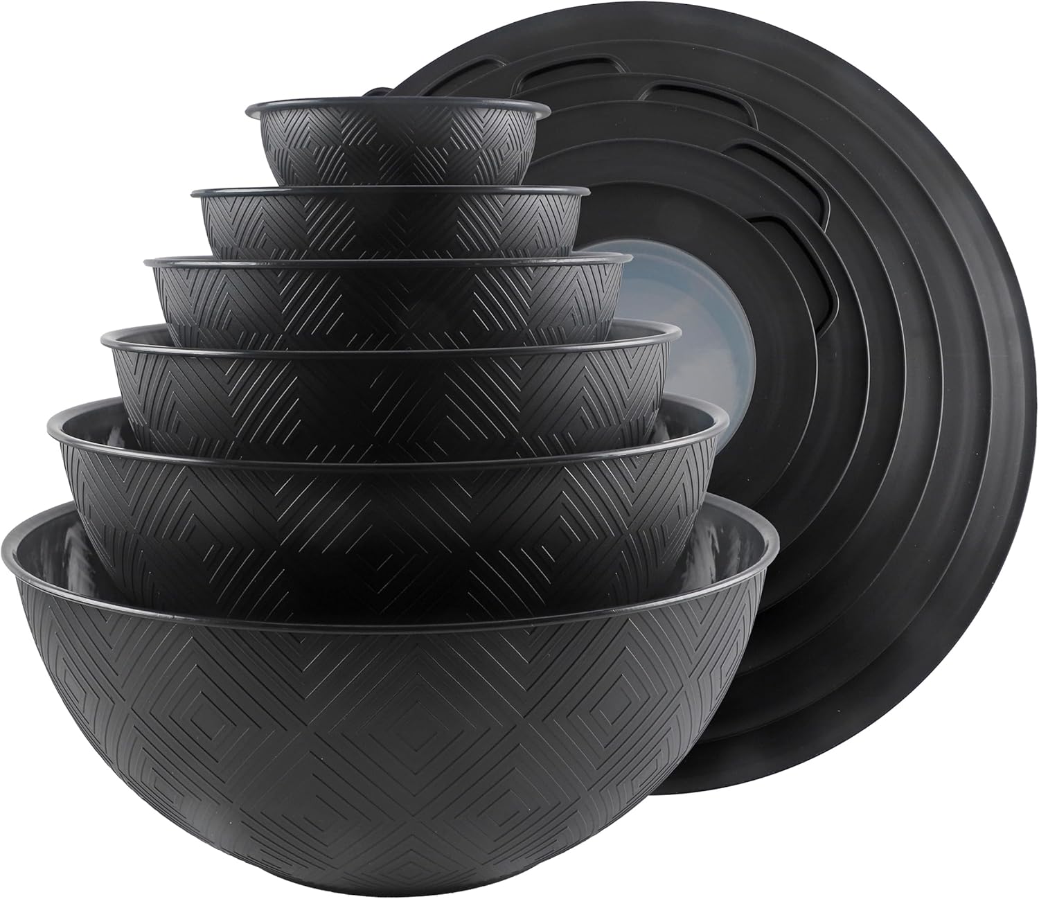 COOK WITH COLOR Mixing Bowls with TPR Lids - 12 Piece Plastic Nesting Bowls Set Includes 6 Prep Bowls and 6 Lids, Microwave Safe Mixing Bowl Set (Mint) - PuriLite