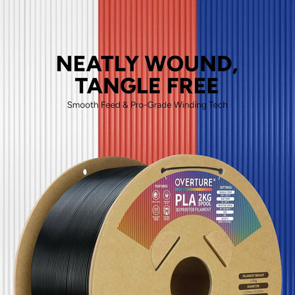 OVERTURE PLA Filament 1.75mm PLA 3D Printer Filament, 1kg Cardboard Spool (2.2lbs), Dimensional Accuracy +/- 0.02mm, Fit Most FDM Printer (Black 1-Pack) - PuriLite