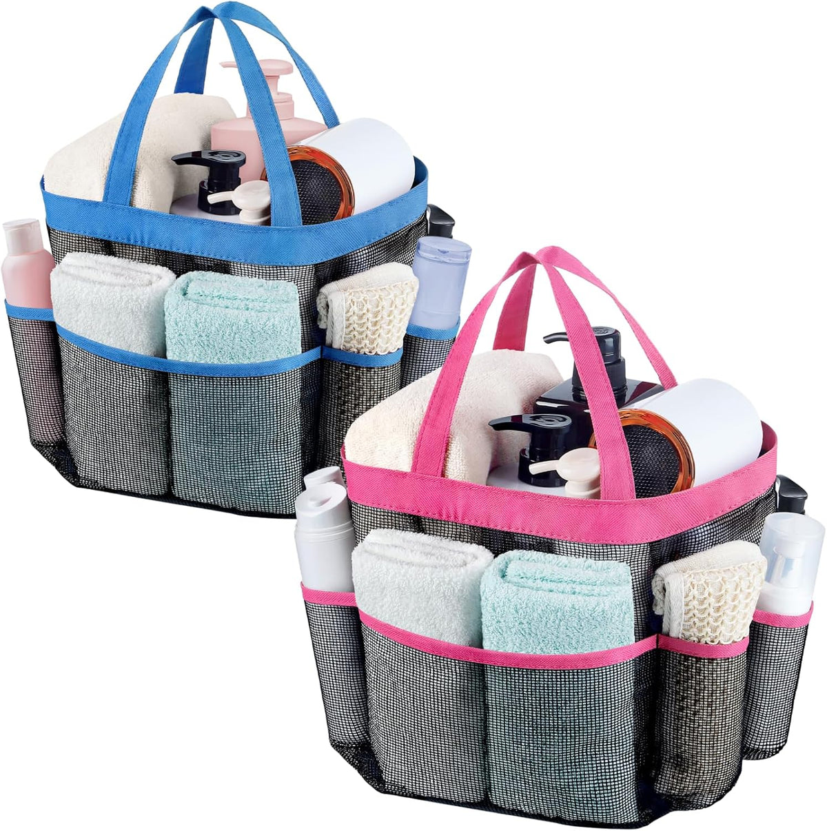 Attmu Mesh Shower Caddy Portable for College Dorm Room Essentials with 8 Pockets, Hanging Shower Caddy Basket Tote Bag Toiletry Accessories for Bathroom - PuriLite