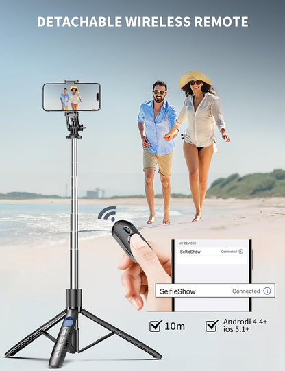 71" Phone Tripod & Selfie Stick, All in One Extendable Cell Phone Tripod with Wireless Remote, Travel Tripods Stand for iPhone 360° Rotation Compatible with iPhone Android Phone, Camera
