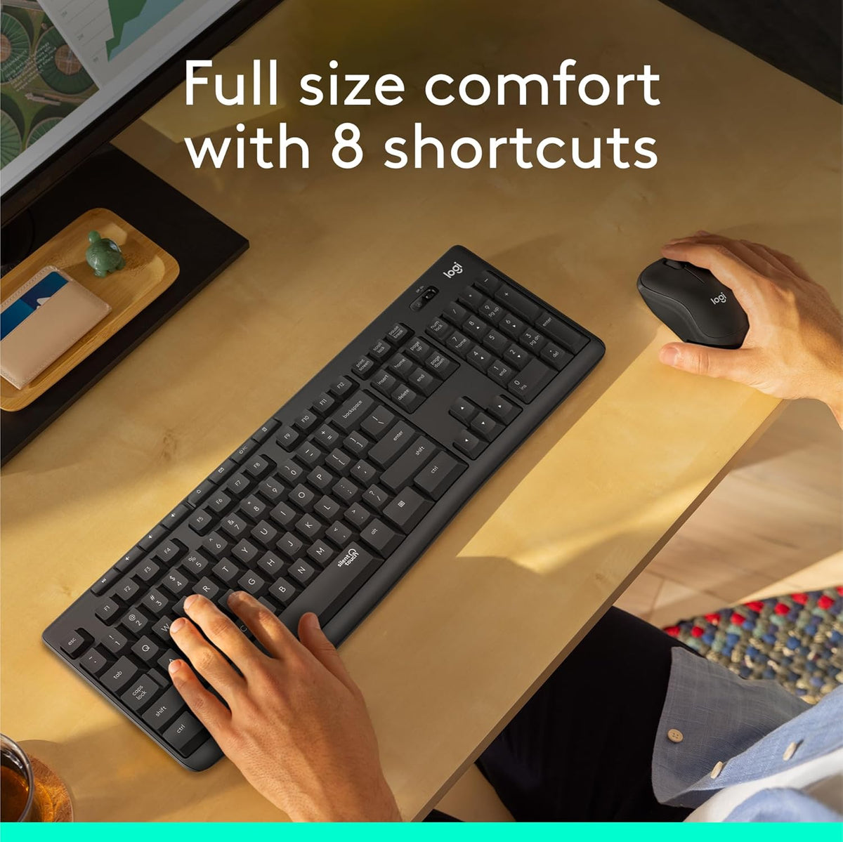 Logitech MK295 Wireless Mouse & Keyboard Combo with SilentTouch Technology, Full Numpad, Advanced Optical Tracking, Lag-Free Wireless, 90% Less Noise - Graphite - PuriLite