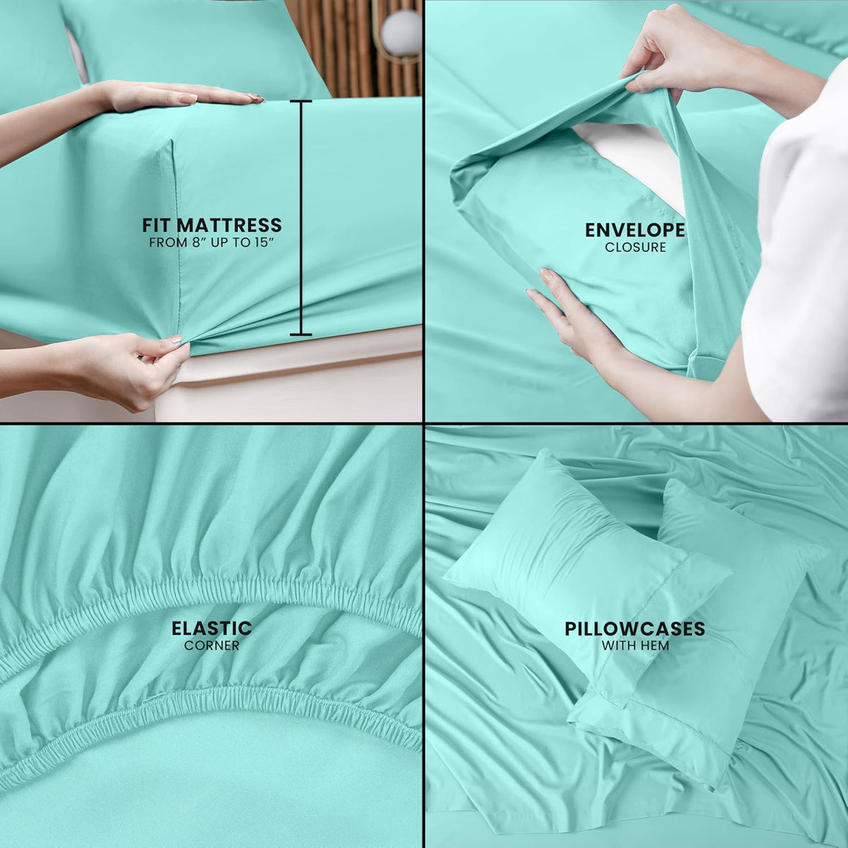 Utopia Bedding Queen Bed Sheet Set - 4 Piece Bedding - Soft Brushed Microfiber Fabric - Shrinkage & Fade Resistant - Easy Care (White) - PuriLite