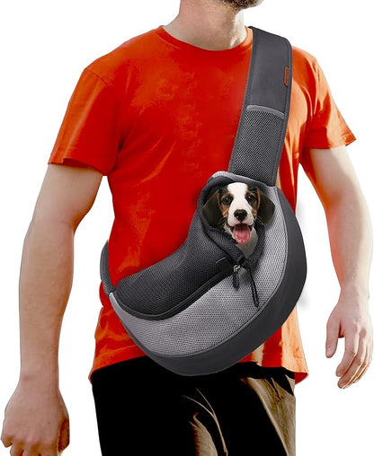 FDJASGY Pet Sling Carrier for Small Dogs Cats,Breathable Mesh Travelling Hand Free Puppy Backpack with Pouch and Adjustable Strap Carrier Grey - PuriLite