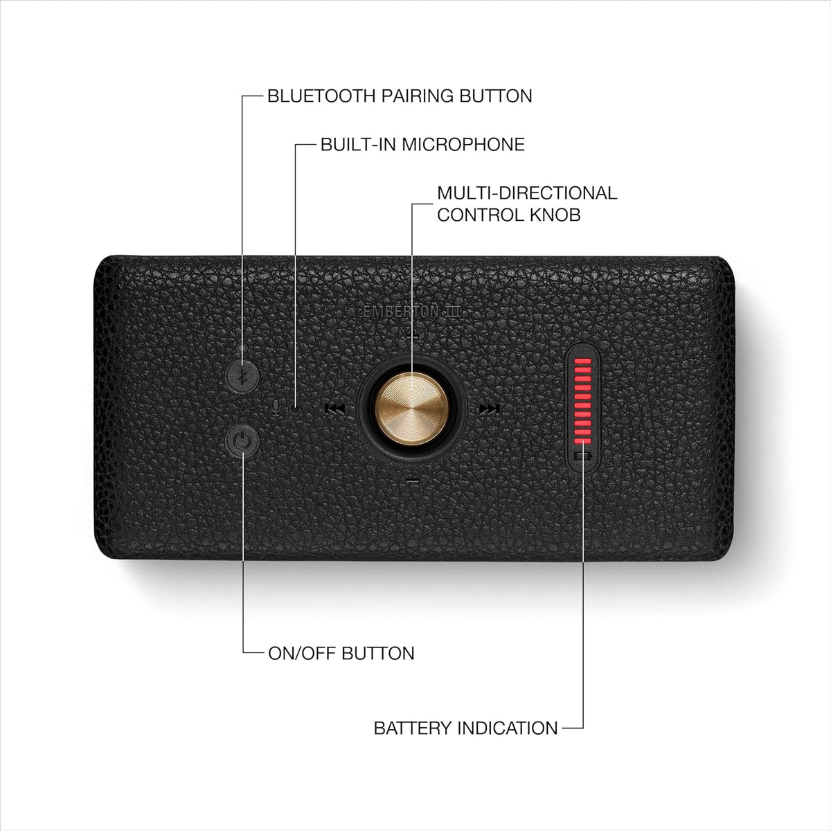 Marshall Emberton III Portable Bluetooth Speaker, Wireless, IP67 Rating Dust & Water Resistant, 32+ Hours Playtime, Quick Charge - Black & Brass - PuriLite