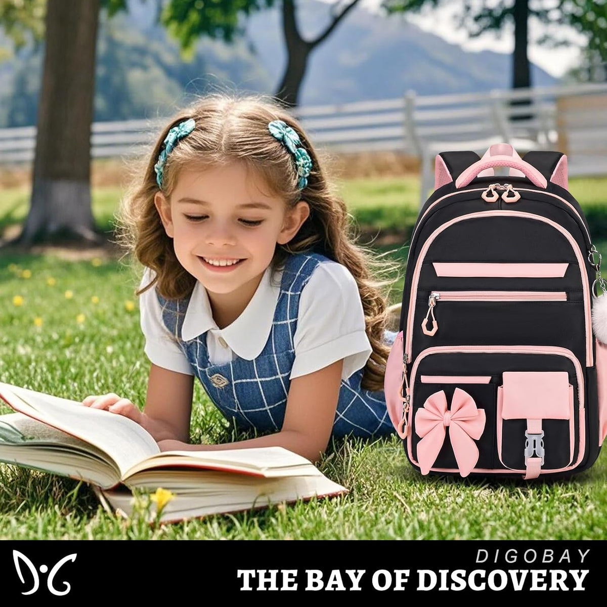 DIGOBAY Backpack for Girls, 3PCS Girls Backpack with Lunch Bag Pencil Case, Kids Backpack for Kindergarten Elementary School - PuriLite