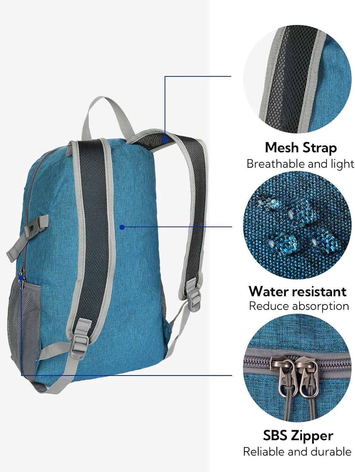 WATERFLY Hiking Backpack 20L Foldable Travel Backpack Lightweight Hiking Daypack for Outdoor Cycling Camping - PuriLite
