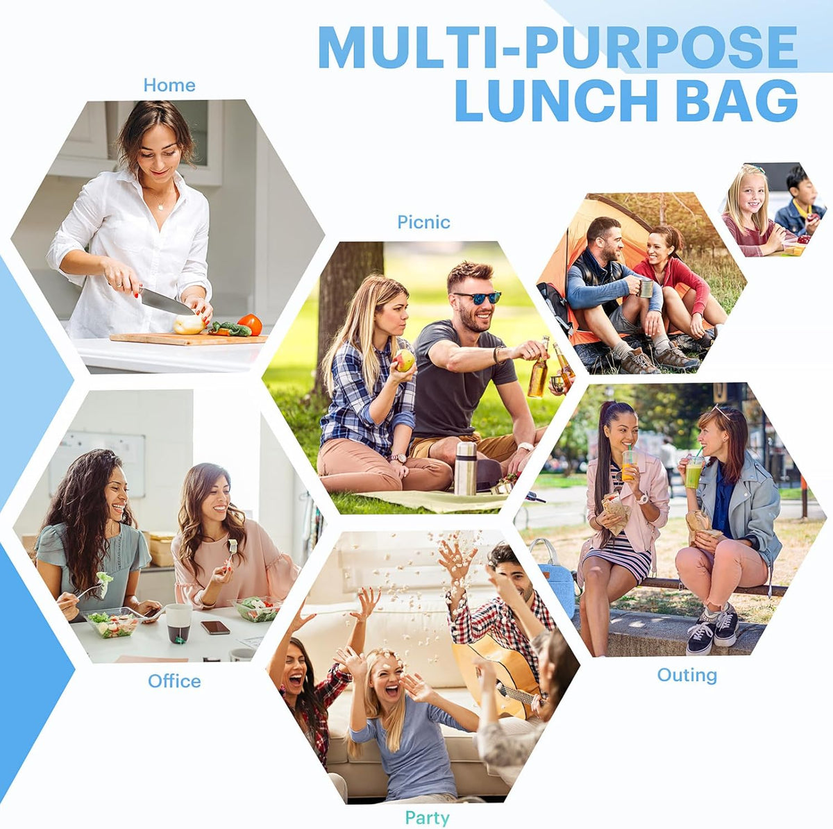 Lunch Bag for Women & Men Adult Insulated Lunch Box, Small Leakproof Cooler Food Lunch Containers Reusable High Capacity Lunch Tote Bags for Work, Travel, Outdoor - PuriLite
