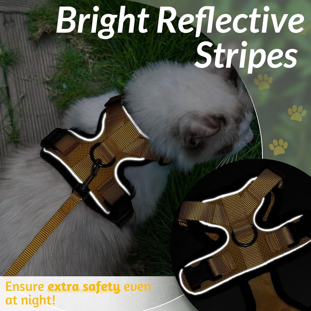 rabbitgoo Cat Harness and Leash for Walking, Escape Proof Soft Adjustable Vest Harnesses for Small Medium Cats, Easy Control Breathable Reflective Strips Jacket, XS, Black - PuriLite