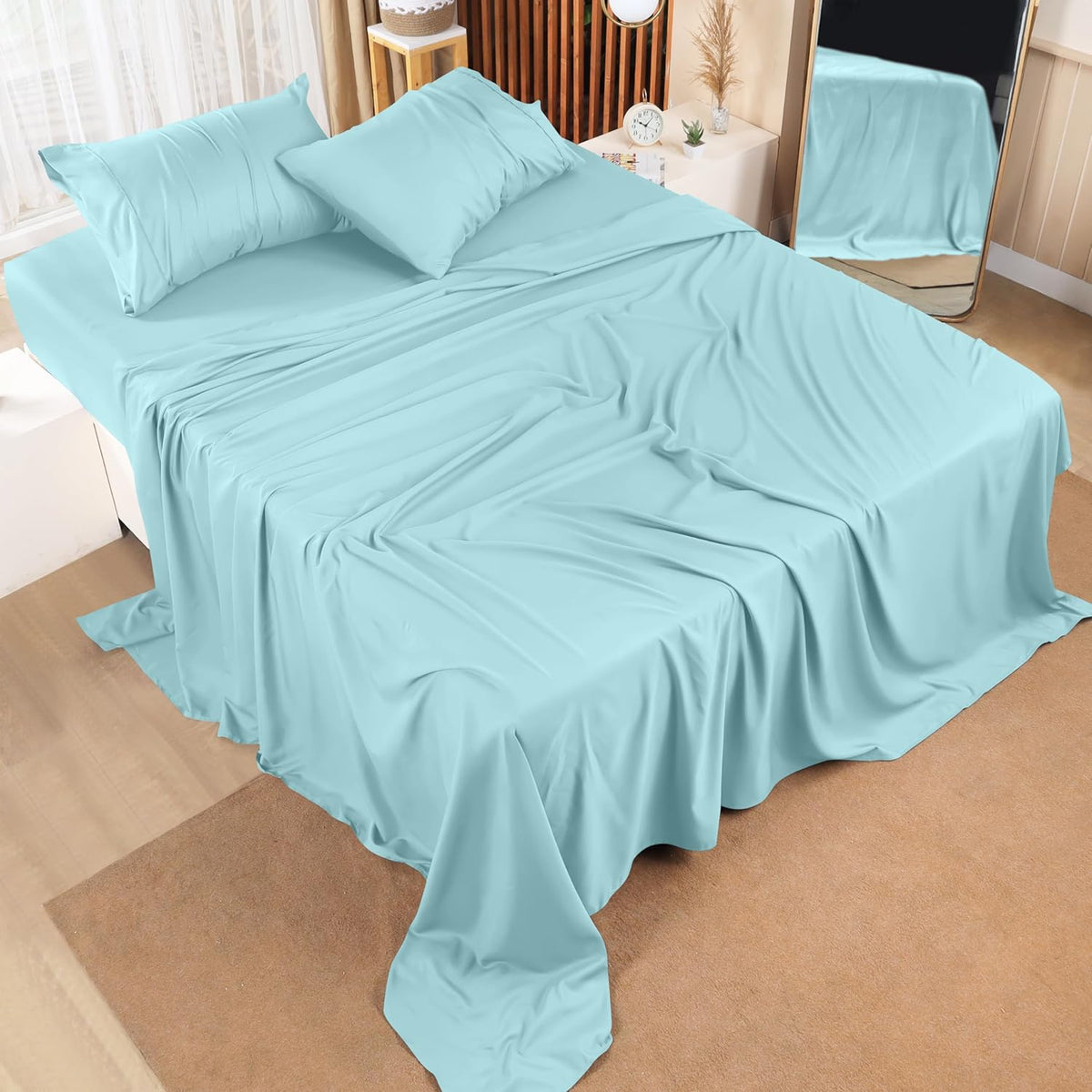 Utopia Bedding Queen Bed Sheet Set - 4 Piece Bedding - Soft Brushed Microfiber Fabric - Shrinkage & Fade Resistant - Easy Care (White) - PuriLite