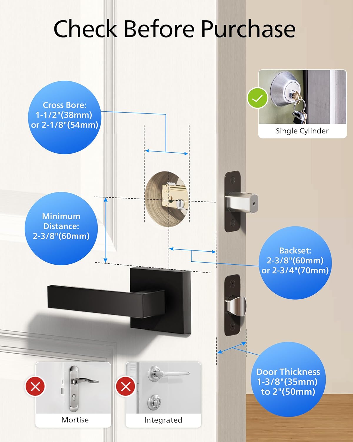 Philips Fingerprint Keyless Entry Door Lock, Electronic Door Lock with Touchscreen, Long-Lasting Battery, Auto Locking, One-Time Code, Keypad Deadbolt, One-Touch Locking, Matte Black - PuriLite