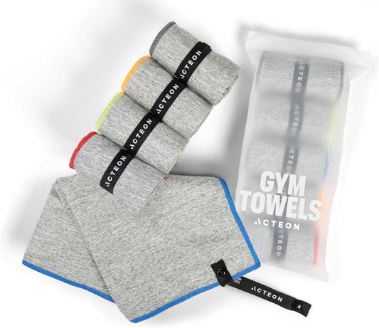Acteon Microfiber Quick Dry Gym Towel, Silver ION Odor-Free Mega Absorbent Fiber Fast Drying Men Women Workout Gear for Body Sweat, Beach, Camping, Working Out Travel Towels - PuriLite