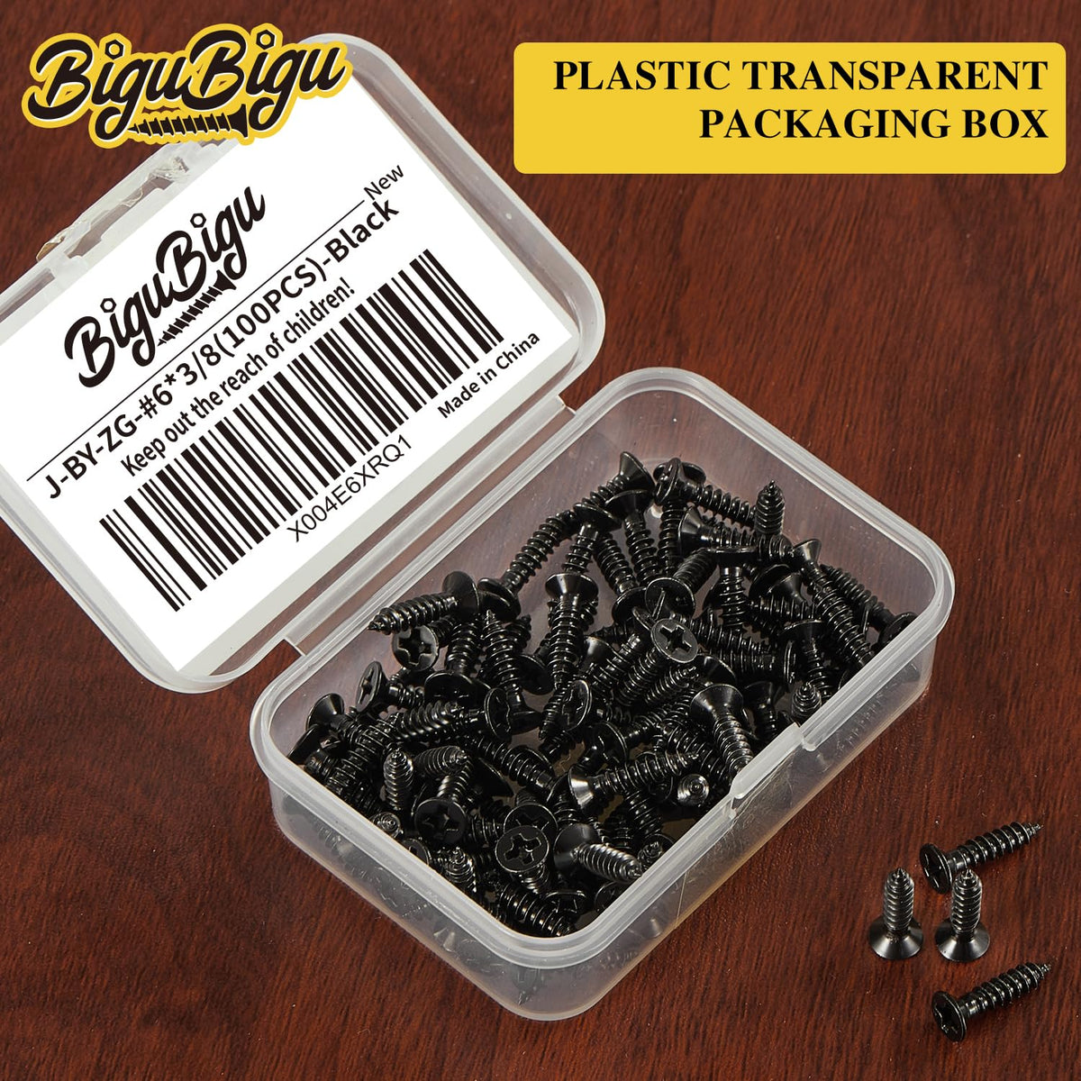 #4 * 2" Wood Screws, Flat Head Phillips Black Stainless Steel, 100Pcs Corrosion Resistant for Wood, Drywall Applications, and Outdoor Use - PuriLite