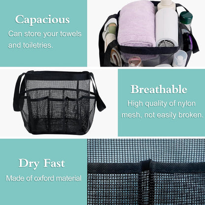 Attmu Mesh Shower Caddy Portable for College Dorm Room Essentials with 8 Pockets, Hanging Shower Caddy Basket Tote Bag Toiletry Accessories for Bathroom - PuriLite