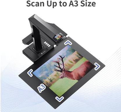Czur' ET25 Pro Professional Book Scanner, 25MP Document Camera, A3 Overhead Document Scanner, 180+ Languages OCR, Hi-Speed DDR, Support HDMI, USB 2.0, for Windows/MacOS/Linux - PuriLite