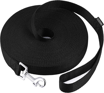 AMAGOOD Dog/Puppy Obedience Recall Training Agility Lead-15 ft 20 ft 30 ft 50 ft Long Leash-for Dog Training,Tie Out,Play,Safety,Camping (15 feet, Black) - PuriLite