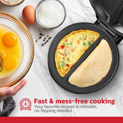 Holstein Housewares Non-Stick 6-Section Multi-Food Maker - Arepas, Mini Pancakes, Corncakes and More, 6-PC, Red/Black - PuriLite