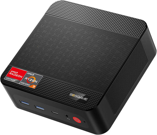 BOSGAME Gaming Mini Pc Ryzen 9 6900HX【Dual 2.5GbE LAN】 11 Pro-OS P3 Mini Computers Equiped Radeon 680M GPU 2400Mhz 32GB DDR5 & 1TB SSD, Wi-Fi 6E, BT5.2, USB 4(40Gbps), Office, Gaming, Meeting - PuriLite