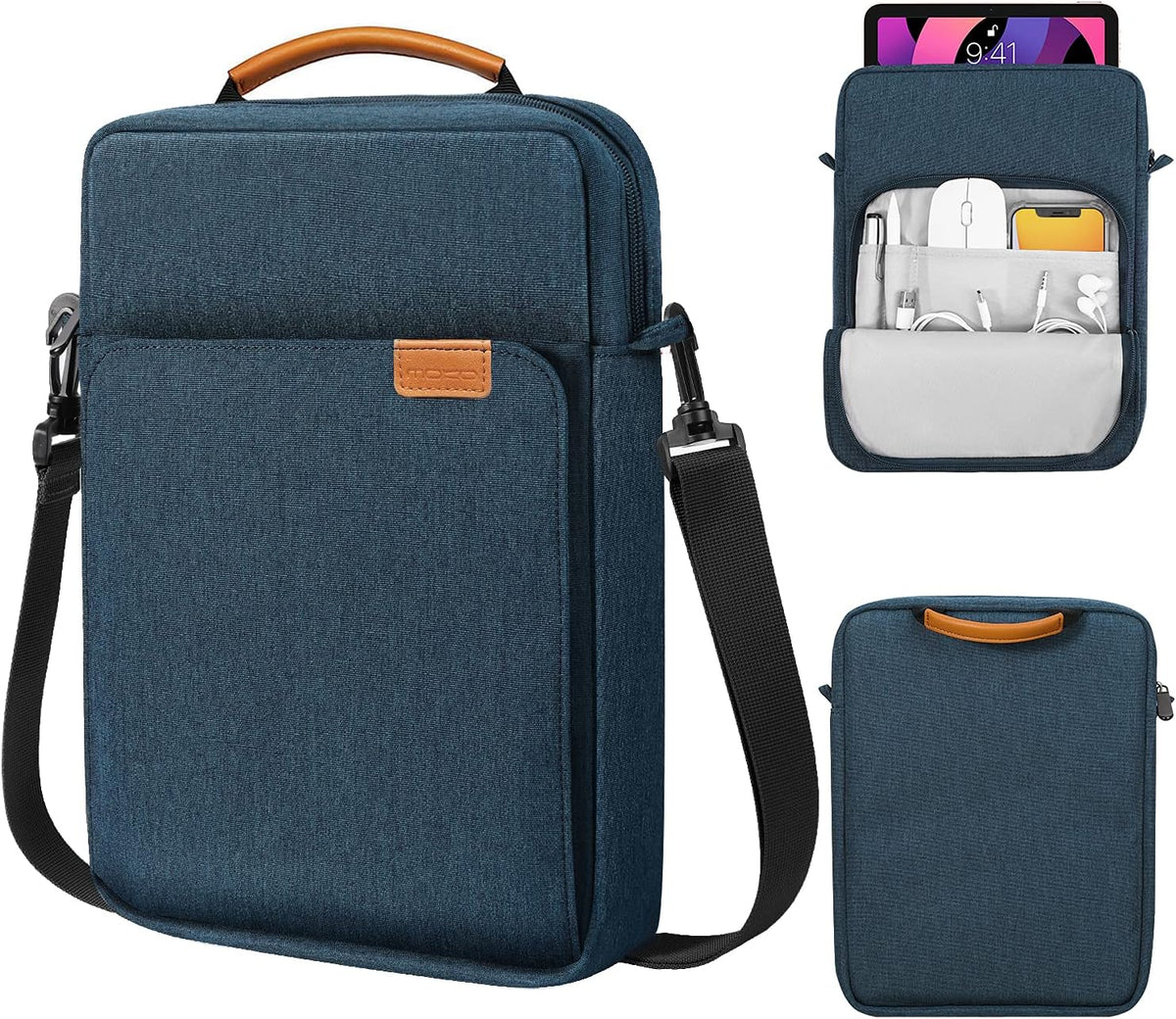 MoKo 13.3-14 Inch Laptop Sleeve Bag Fits MacBook Pro M3/M2 14" 2023, MacBook Pro 13" M2, New MacBook Air 13.6" M3/M2 2024/2022,Tab S8 Ultra 14.6",Handle Carrying Case with Shoulder Strap, Black & Gray - PuriLite