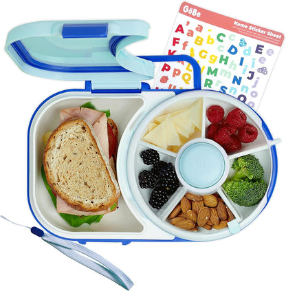 GoBe Kids Lunchbox - Reusable Snack Container with 5 Compartment Dispenser and Lid | BPA and PVC Free | Dishwasher Safe | No Spill, Leakproof - PuriLite