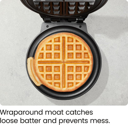 Chefman Anti-Overflow Belgian Waffle Maker w/ Shade Selector, Temperature Control, Mess Free Moat, Round Iron w/ Nonstick Plates & Cool Touch Handle, Measuring Cup Included, Red - PuriLite