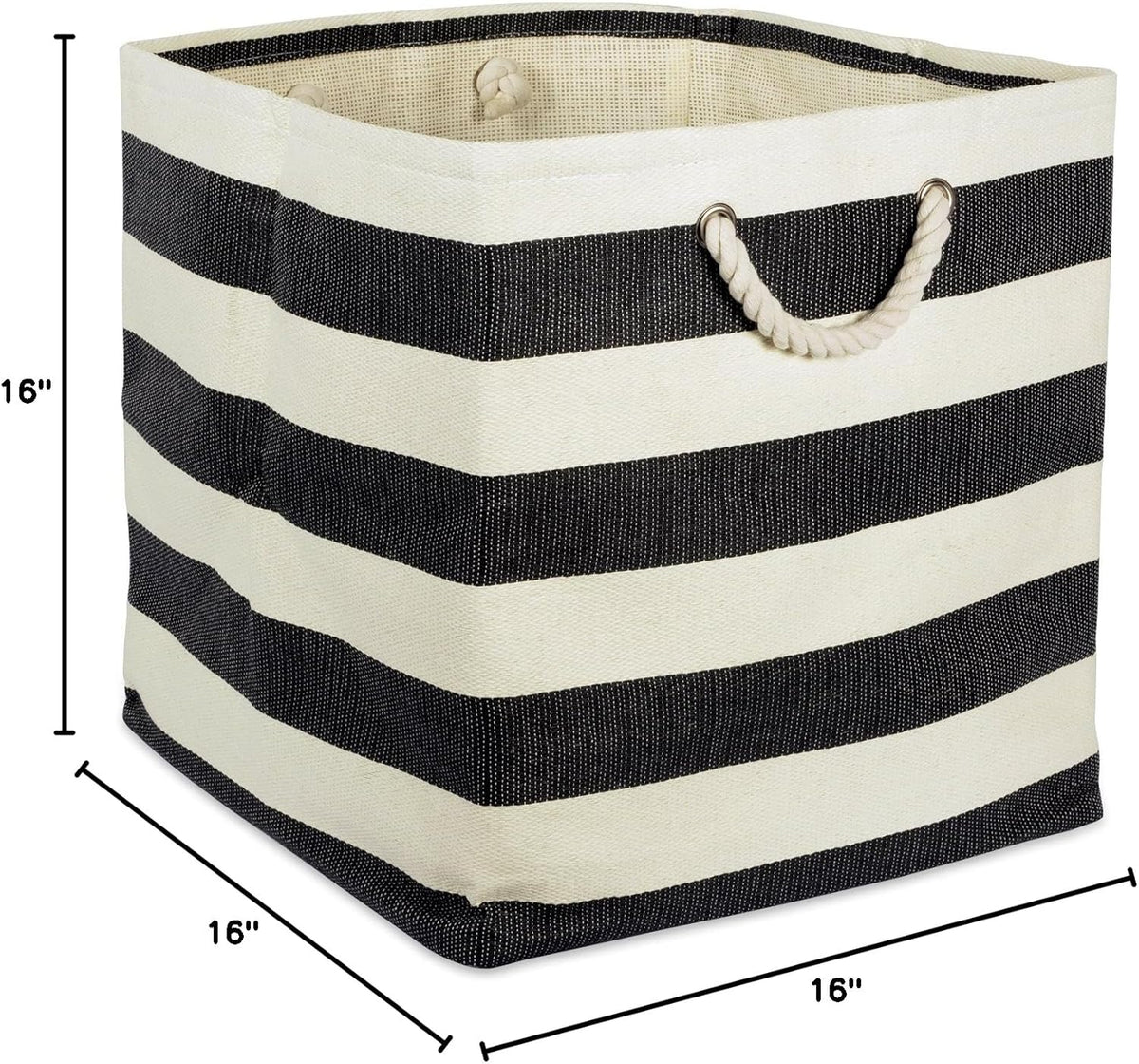 DII Storage Basket or Bin, Collapsible & Convenient Storage Solution for Office, Bedroom, Closet, Toys, Laundry (Large) - Pink Rugby Stripe - PuriLite