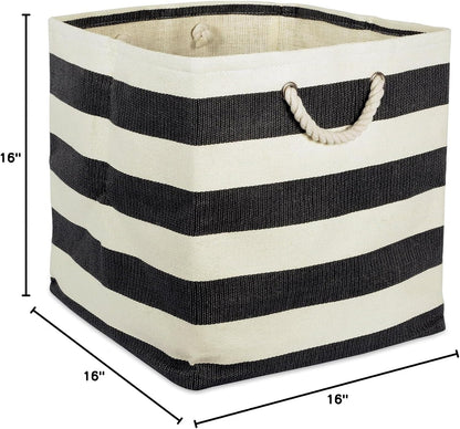 DII Storage Basket or Bin, Collapsible & Convenient Storage Solution for Office, Bedroom, Closet, Toys, Laundry (Large) - Pink Rugby Stripe - PuriLite